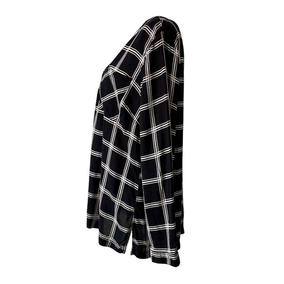 Old Navy Womens Black & White Button Up Plaid Long Sleeve V-Neck Blouse XL - Picture 2 of 15